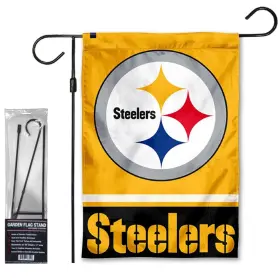Wincraft 194167519809 Steelers Gold Garden Flag And Stand Pole Holder Mount