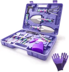 Wisdomlife 756171706936 Garden Tools Set 11 Pieces Gardening Gifts With Purple Floral