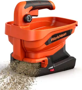 Wb1501 Workneon Battery Powered Seed Spreader - Handheld Rechargeable Lawn Seeder Adjustable