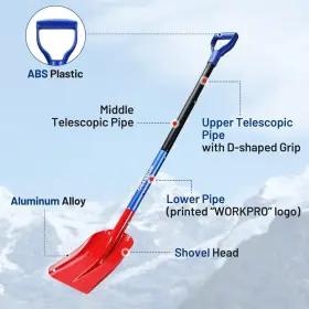 133725 Workpro 47 Inch Detachable Snow Shovel Removal Tool Aluminum Adjustable With Bag #2