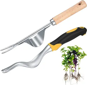 002051 Wugongshan 2 Pcs Hand Weeder Puller Tool Manual Kit Garden Removal Tools With V-shaped