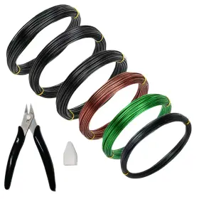 Wzaerouu 607611075610 6 Roll Bonsai Wire Kit With Cutter Total 160 Feet Aluminum Training