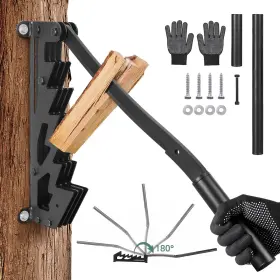 Pc01 Xcznags Wall Mounted Wood Splitter Dual-handle Manual Kindling With 6-tooth