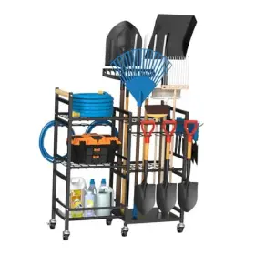 Nu-14-sn Xiamen Luchengda Technology Co. Ltd Garden Tool Organizer With Rolling Wheel 3-tier Metal Shelf Yard