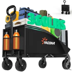 Yacona 717308875390 Wagons Carts Foldable 3 In 1 Heavy Duty Utility Cart With Wheels For Camping