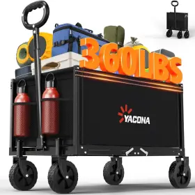 120l Yacona 717974428333 3 In 1 Wagons Carts Foldable With 360lbs Capacity Heavy Duty Collapsibl