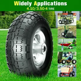 Oebyzwsl-0628 Yaheetech 10 Inch 4.10/3.50-4 Tire And Wheel Flat Free Heavy Duty Solid Wheelbarrows Hand Trucks