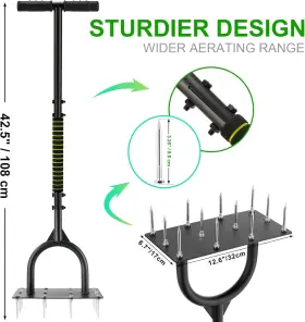 Yangbaga 445052275212 Lawn Aerator Spikes Aerating Tool 42.5inch- Manual Aerators With Longer #2