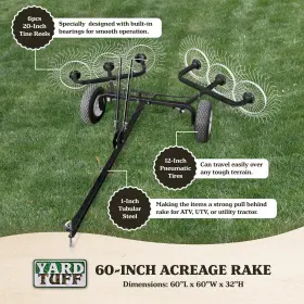 Acr-500t Yard Tuff 60 Inch Steel Tow Behind Acreage Rake With Pin Style Hitch For Parts #3