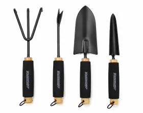 Yardworks 265-0012 Garden Hand Tool Set Trowel Weeder Box Case Non-stick 4 Piece