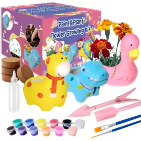 Zztz00 Yasest Paint And Plant Flower Growing Kit For - 4 Set Diy Animal Pattern Ceramic