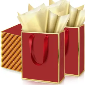 B0fh6vt5pp Yeaqee 50pk Metallic Gold Foil Thank You Gift Bags With Handle And Tissue Paper 9x7x3
