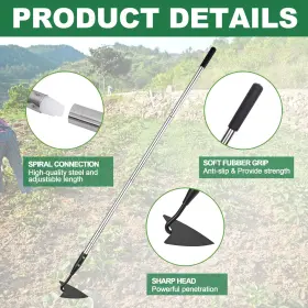 Ylus1153 Yeelor Warren Carbon Steel Garden Hoe 57 Inch Adjustable Stainless Triangle Tool #3