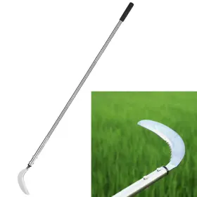 Ylus1161 Yeelor Weeding Sickle Serrated And Plain-edged Combined Steel Scythe Silver