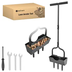 Ycor216 Yesker Lawn Aerator Coring Tool With Soil Core Tray 39 Inches Black