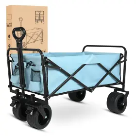 Yecar06 Yesker Wagon 300lbs Collapsible Garden Cart All Terrain Wheels Blue