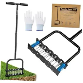 Stq-1 Yichalodge Manual Aerator Lawn Tool With Spring Base And 14 Steel Spike Automatic Dirt