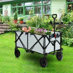 Yjtonwin 966234693923 Outdoor Folding Wagon Cart With Adjustable Handle And Grey