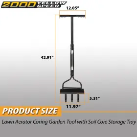 Big1221-9 Ylwspeed2000 42 Inch Lawn Aerator Coring Garden Tool With Soil Core Storage Tray #3