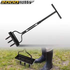 Big1221-9 Ylwspeed2000 42 Inch Lawn Aerator Coring Garden Tool With Soil Core Storage Tray