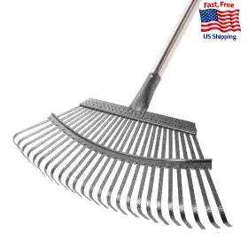 B0dm7bn13f Yocada 19.3 Inch Garden Leaf Rake Wide Heavy Duty Adjustable Long Handle