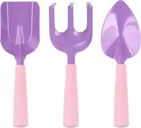 Yocharm 445000365378 3 Pcs Kids Gardening Set Trowel Rake Shovel Childrens Garden Tools Pink Purple