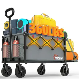 120l Yozoia 094759726007 360lbs Heavyduty Wagons Carts Foldable Collapsible Wagon Cart Wit