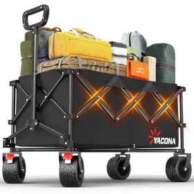 Yozoia 717839929753 Large Collapsible Folding Utility Wagon Cart 450lbs All-terrain Wheels