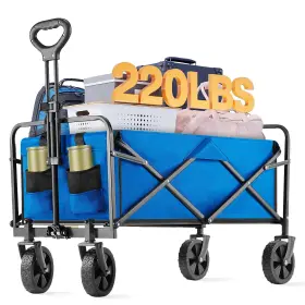 Yssoa 198401067941 220lbs Collapsible Wagon Cart With Wheels Large Capacity Garden Beach