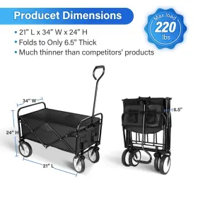 Yssoa 840166221969 Rolling Folding And Collapsible Garden Cart Outdoor Camping Wagon Util #3