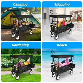 Yssoa 840166233450 Heavy Duty Folding Portable Hand Cart With Removable Canopy 8ftft Wheels Adju #2