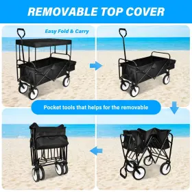 Yssoa 840166233450 Heavy Duty Folding Portable Hand Cart With Removable Canopy 8ftft Wheels Adju #3