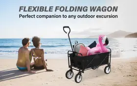 Yssoa 840166252888 Folding Garden Cart Collapsible Wagon With 360 Degree Swivel Wheels #2