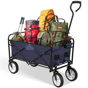 Yssoa 840166275450 Rolling Collapsible Garden Cart Camping Wagon With 360 Degree Swivel Wheels