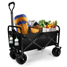 Yssoa 840166284476 Collapsible Folding Wagon Cart Beach For Sand With Big Wheels Hea