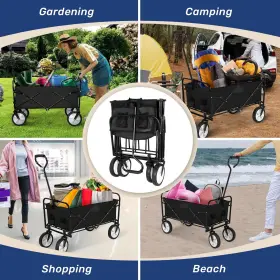 Yssoa 840166286425 Collapsible Garden Cart/wagon With Aluminum Alloy Table Heavy Duty Folding Wa #3