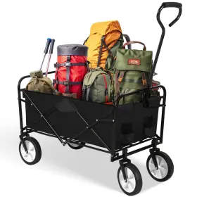 Yssoa 840166286425 Collapsible Garden Cart/wagon With Aluminum Alloy Table Heavy Duty Folding Wa