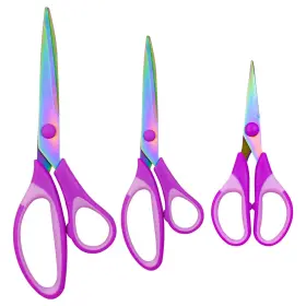 203042 Yuntop Craft Stainless Steel Titanium Coating Scissors Set Of 3 - Purple