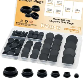 Dd036 Zdwfdc 62pcs 6 Sizes Black Rubber Plugs For Round Holes 6sizes Kit