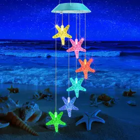 Zeiliuled S6-wc06-p Solar Starfish Gift For Mom Grandma Girls Colorful Wind Chimes Out