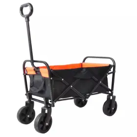 Zeus & Ruta 445036555576 Mini 1.5 Cu. Ft. Black And Yellow Fabric Folding Garden Cart With Adjustable Han
