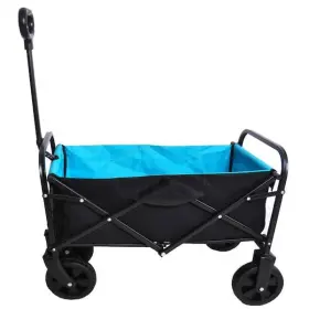 Zeus & Ruta 706767033410 1.35 Cu.ft. Black And Blue Fabric Steel Frame Folding Wagon Garden Cart For Shop