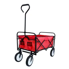Kl-363 Zeus & Ruta Red Metal Folding Serving Cart Wagon Garden Shopping Beach