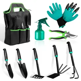 Zncmrr 611745058562 9 Pcs Garden Tool Set Kids Gardening Kit For Digging Planting And Pruning G