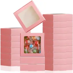 B0fnwwqy71 Zonon 30 Kraft Paper Boxes With Window 4.13x4.13x1.18 Inch Candy Packaging