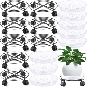 Tv-zopeal-1885493 Zopeal 8 Pack Plant Stand With Wheels Heavy Duty Metal Rolling Do