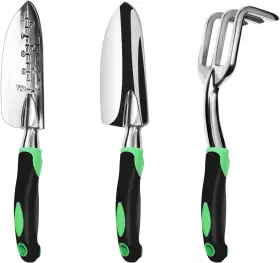 Zuzuan 744110233919 Garden Tool Set 3 Pack Aluminum Heavy Duty Gardening Kit Includes Hand Trowel