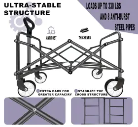 Gct-6 Zwokmall Collapsible Folding Wagon With 220lb Capacity Heavy Duty Outdoor Foldable Ut #2