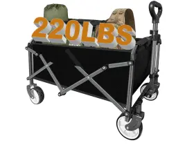 Gct-6 Zwokmall Collapsible Folding Wagon With 220lb Capacity Heavy Duty Outdoor Foldable Ut