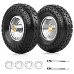4.10/3.50-4 Flat Free And Wheel, 2 Pack 10" Solid Pu Heavy Duty Tires Wi.... Fixed Price $39.82.